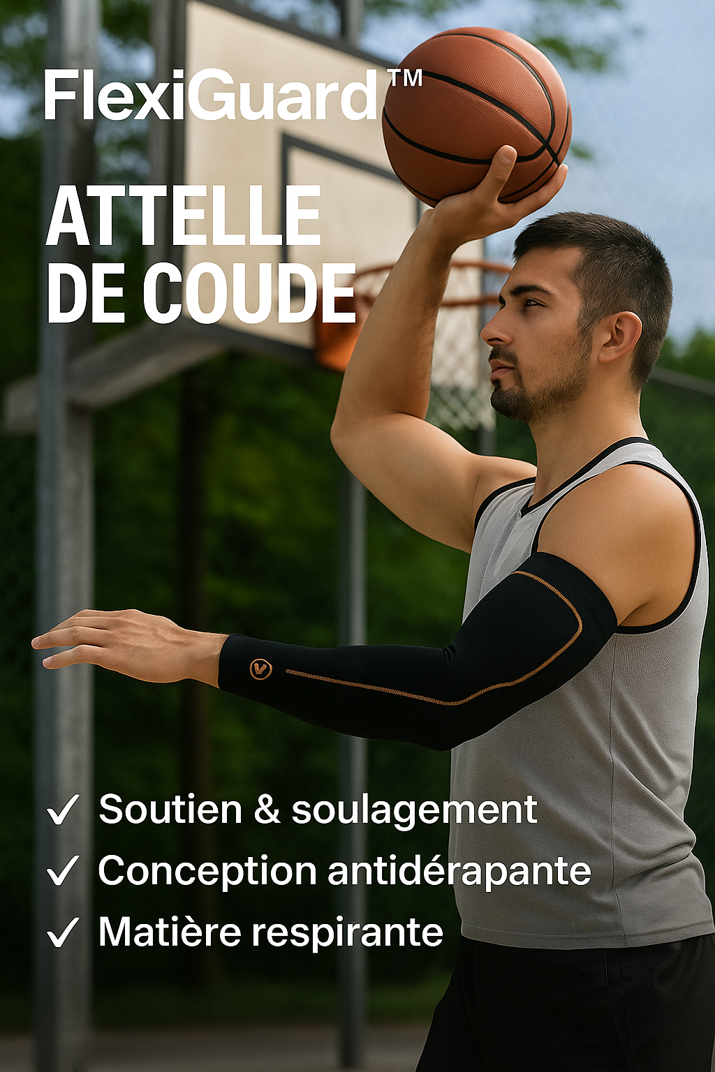 Attelle de coude FlexiGuard portée sur bras